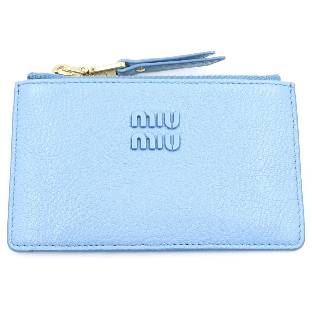 miumiu(ミュウミュウ) フラグメントケース ブルー×白 レザー 5MB060 箱 レディース