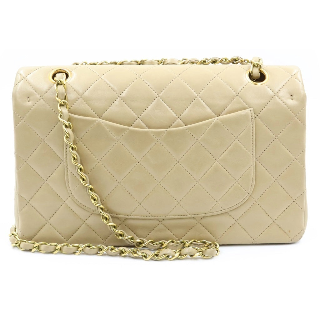 CHANEL(シャネル) マトラッセ25 ダブルフラップ ダブルチェーンショルダーバッグ ハンドバッグ ベージュ ラムスキン ゴールド金具 レディース