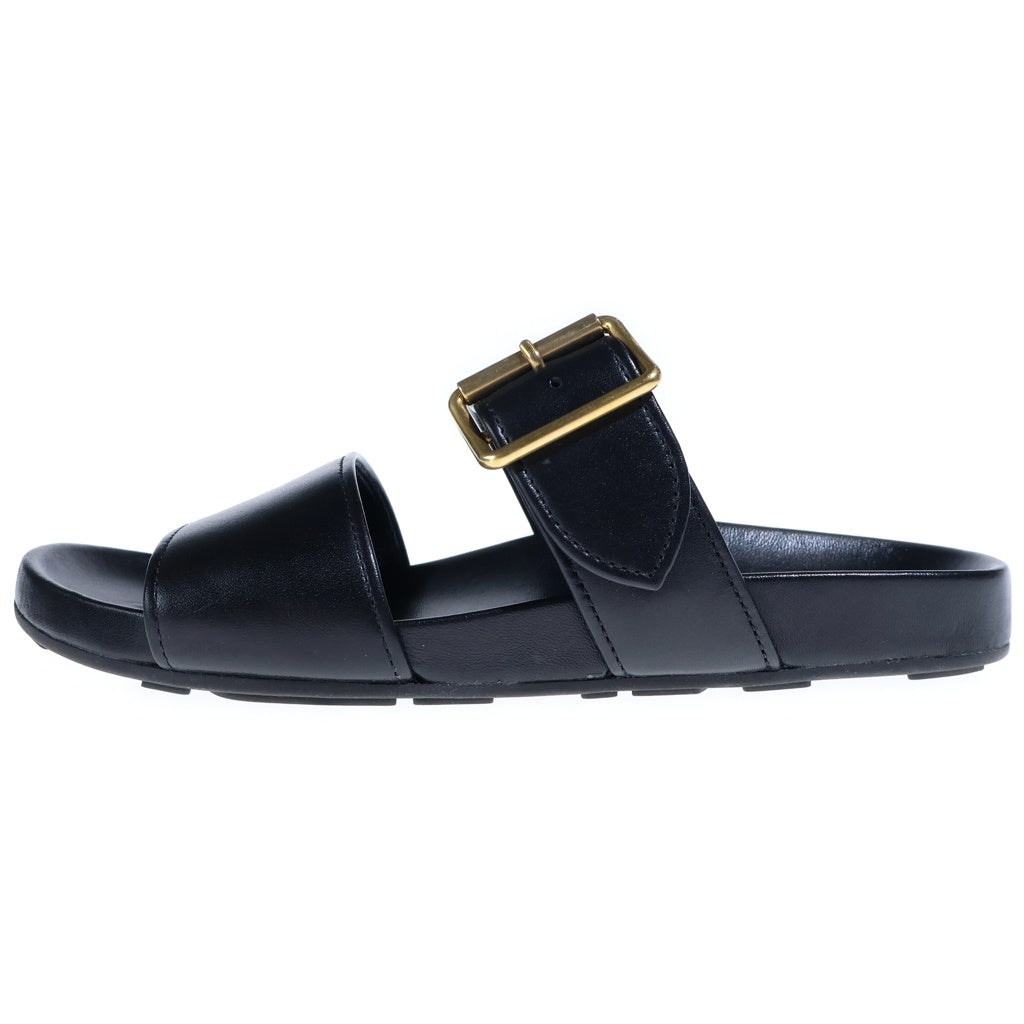 PRADA(プラダ) メタルバックル レザーサンダル ブラック レディース