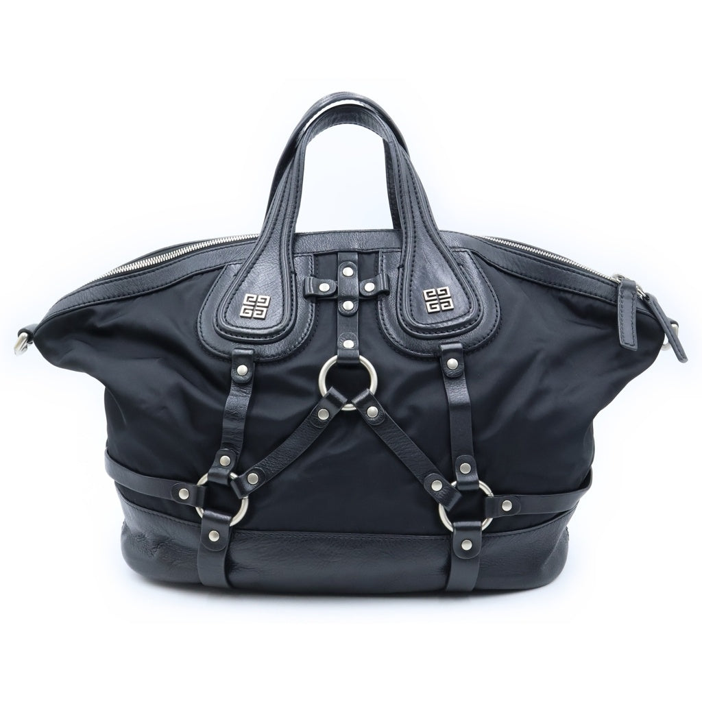 GIVENCHY(ジバンシィ) ナイチンゲール ハーネス レザー ナイロン 2WAY ハンド ワンショルダーバッグ シルバー金具 ブラック