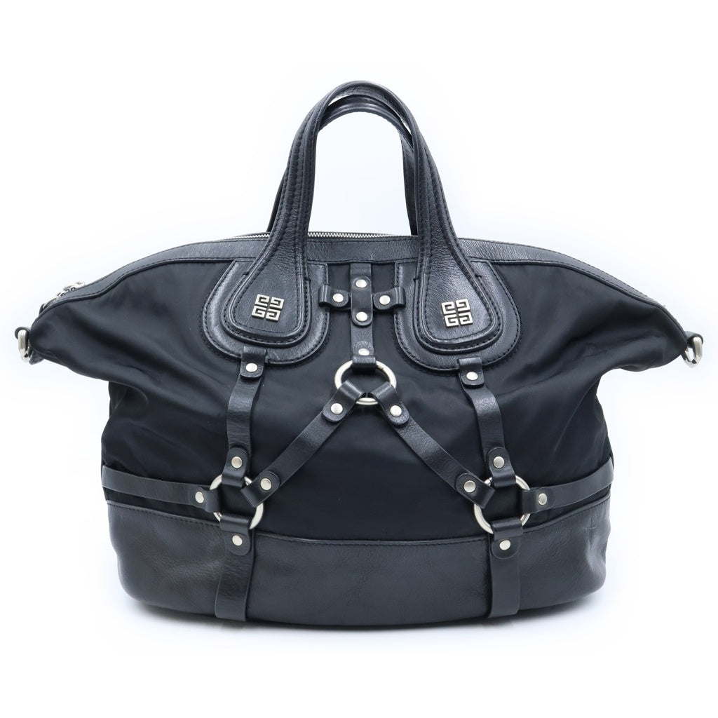 GIVENCHY(ジバンシィ) ナイチンゲール ハーネス レザー ナイロン 2WAY ハンド ワンショルダーバッグ シルバー金具 ブラック