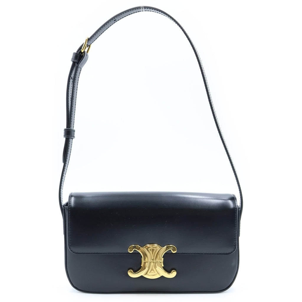 CELINE(セリーヌ) トリオンフ ショルダーバッグ ブラック シャイニーカーフスキン 194143BF4.38NO ゴールド金具 レディース