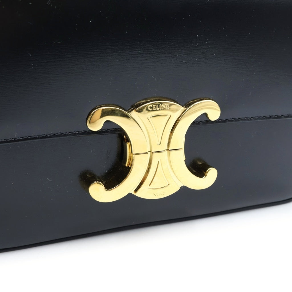 CELINE(セリーヌ) トリオンフ ショルダーバッグ ブラック シャイニーカーフスキン 194143BF4.38NO ゴールド金具 レディース