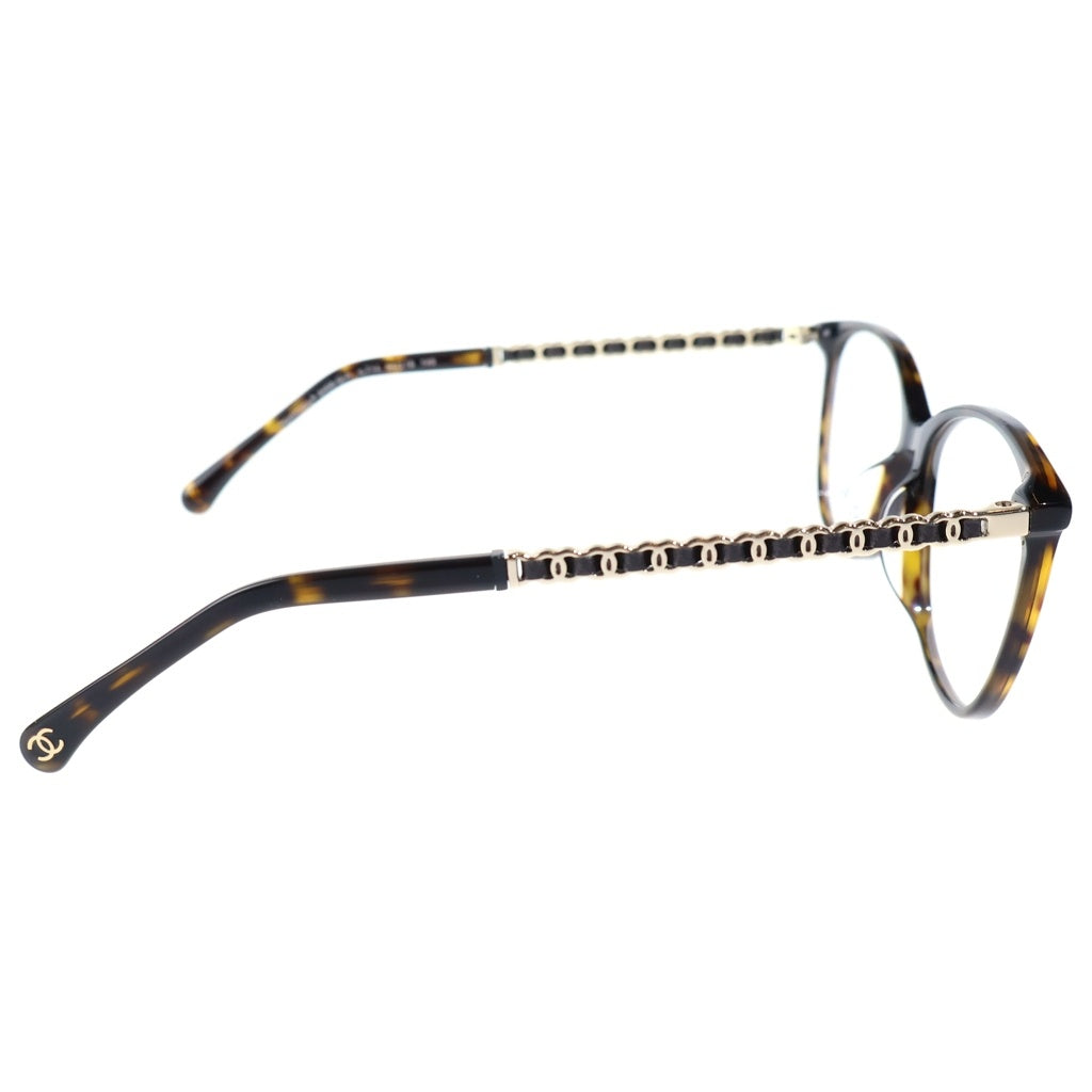 CHANEL(シャネル) スクエア シェイプ オプティカル ココマーク メタル×ラムスキン メガネ 眼鏡 アイウェア 54□16-140 ブラウン 3408-Q-A レディース