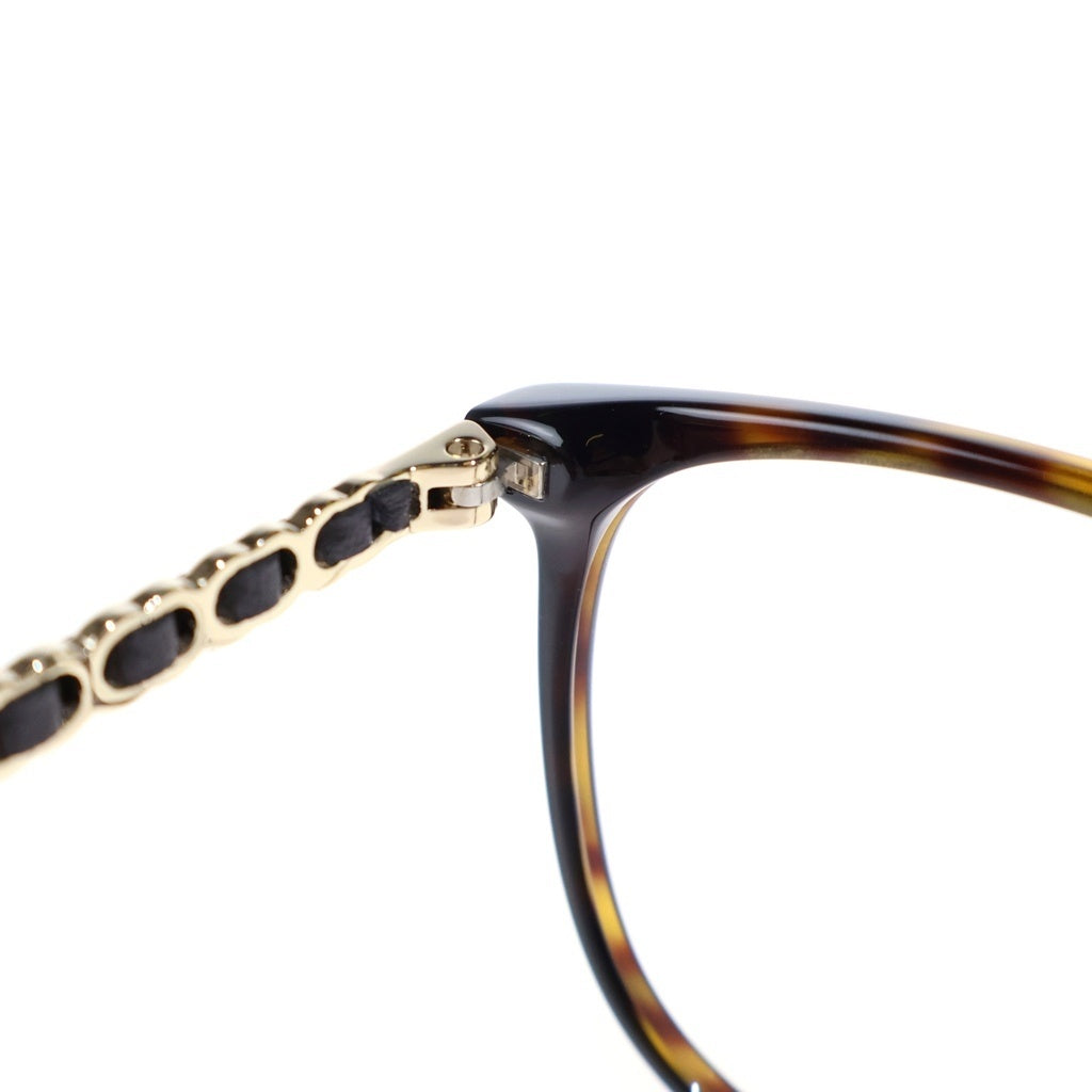 CHANEL(シャネル) スクエア シェイプ オプティカル ココマーク メタル×ラムスキン メガネ 眼鏡 アイウェア 54□16-140 ブラウン 3408-Q-A レディース