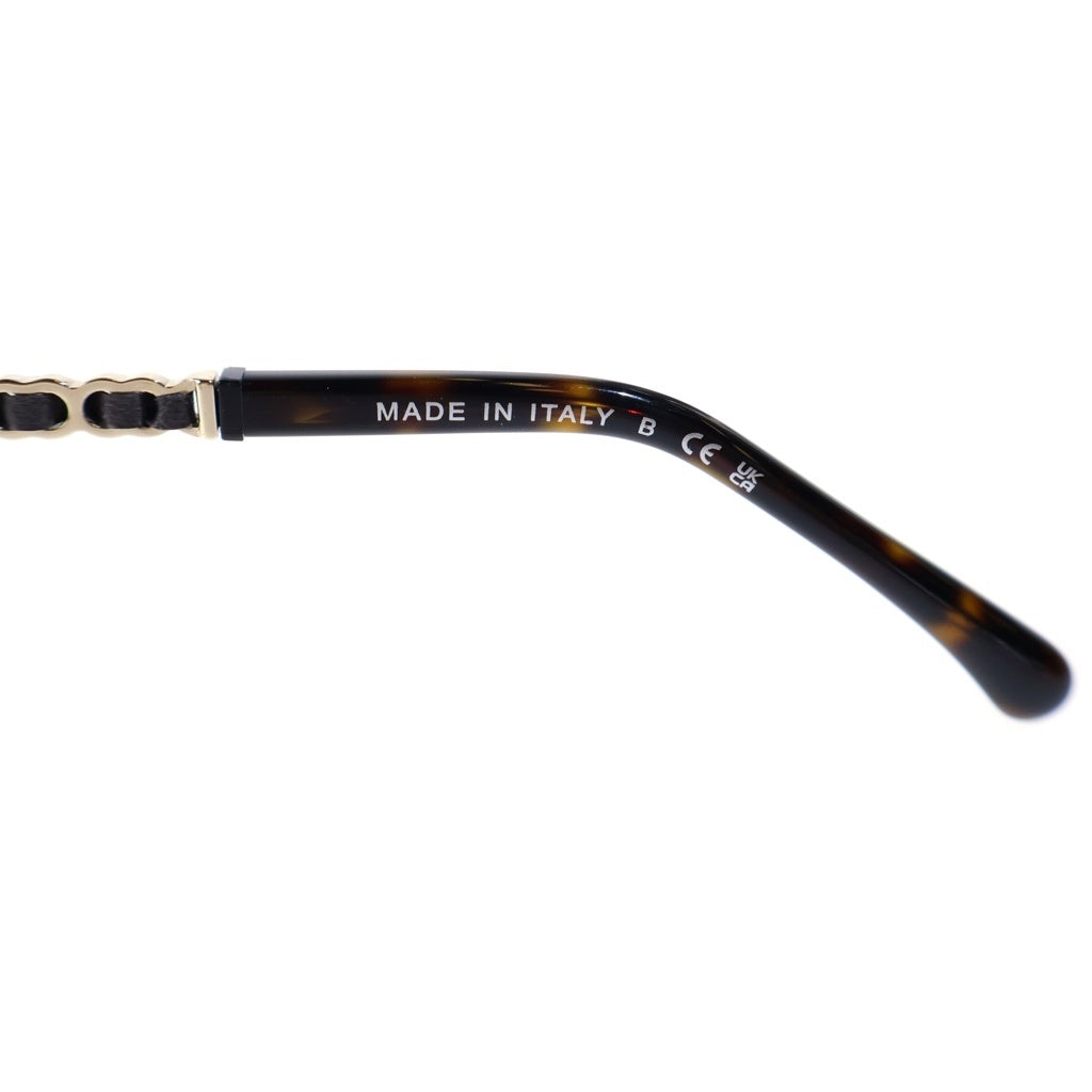 CHANEL(シャネル) スクエア シェイプ オプティカル ココマーク メタル×ラムスキン メガネ 眼鏡 アイウェア 54□16-140 ブラウン 3408-Q-A レディース