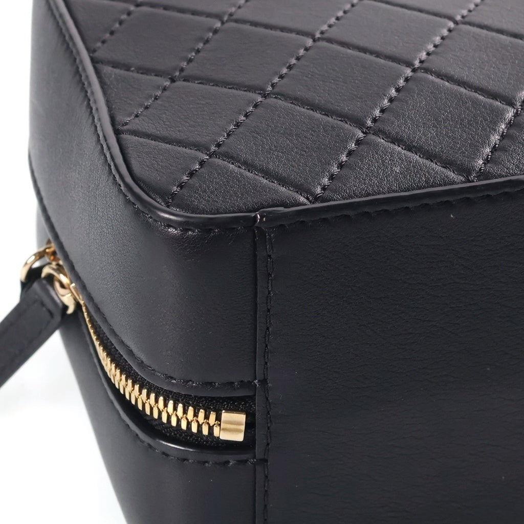 CHANEL(シャネル) マトラッセ ヴァニティケース 2WAYハンドバッグ ショルダーバッグ ブラック カーフスキン AS1286 ゴールド金具 レディース