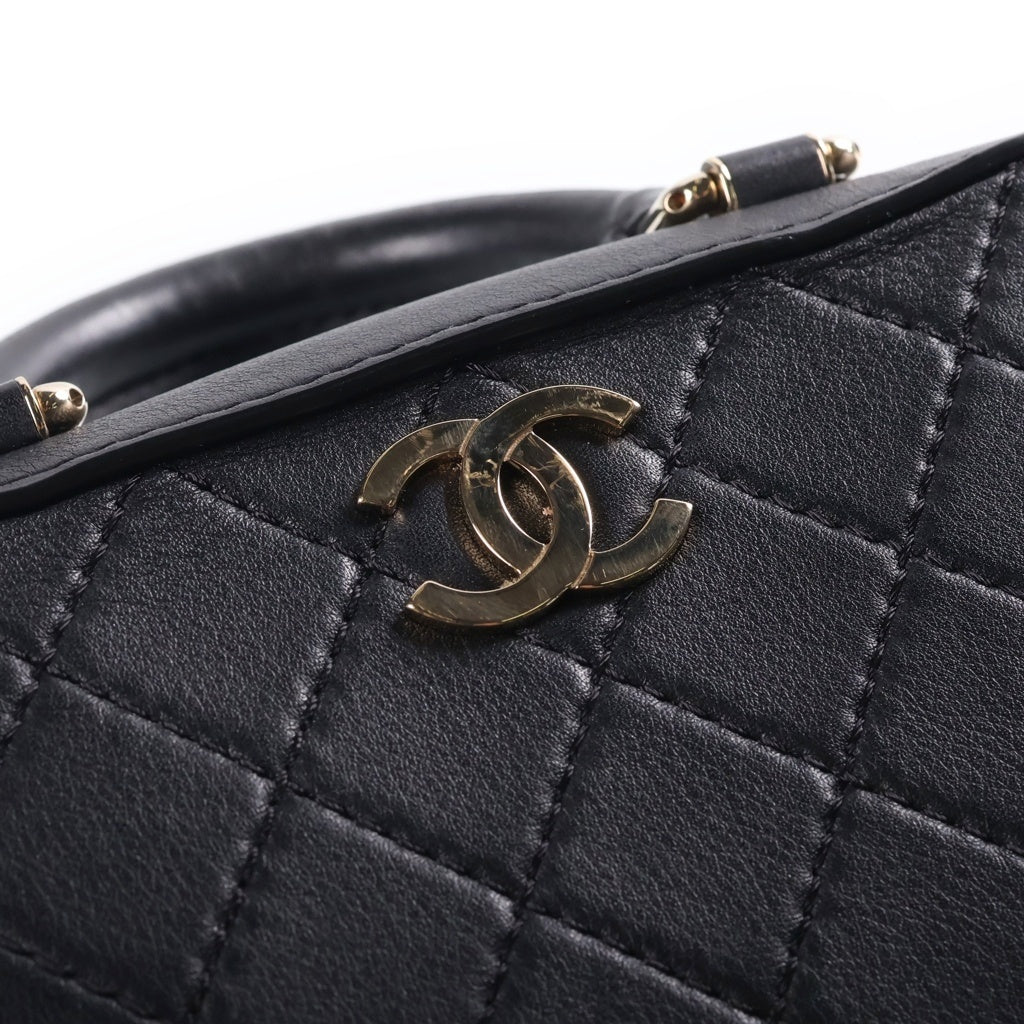 CHANEL(シャネル) マトラッセ ヴァニティケース 2WAYハンドバッグ ショルダーバッグ ブラック カーフスキン AS1286 ゴールド金具 レディース