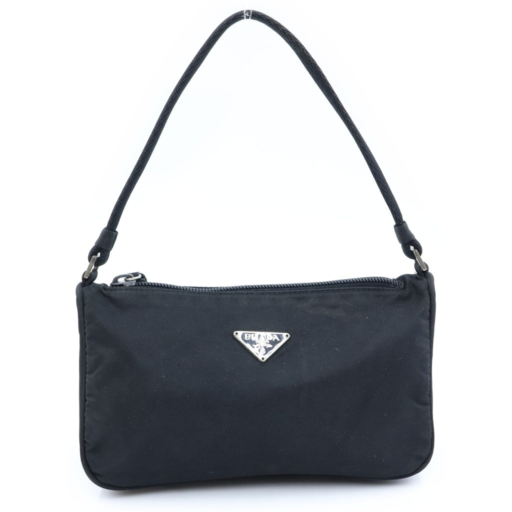 PRADA(プラダ) テスート ロゴハンドバッグ ポーチ ブラック ナイロン MV633 レディース
