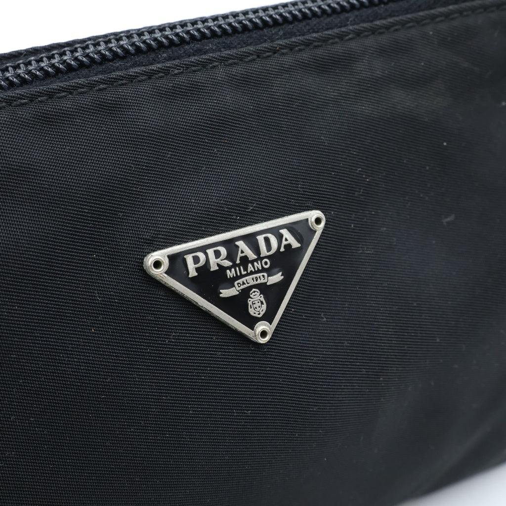 PRADA(プラダ) テスート ロゴハンドバッグ ポーチ ブラック ナイロン MV633 レディース