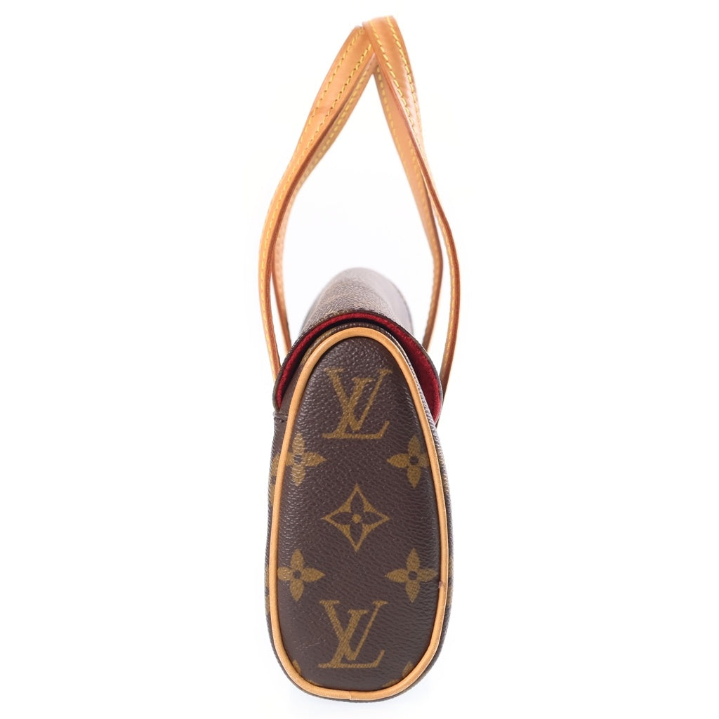 LOUIS VUITTON(ルイヴィトン) モノグラム ソナチネ ハンドバッグ ブラウン レザー×PVC M51902 ゴールド金具 レディース