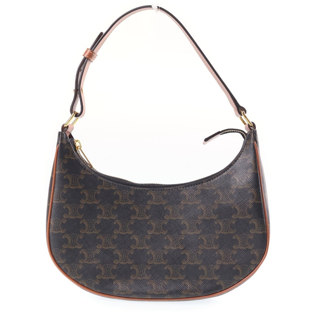 CELINE(セリーヌ) トリオンフ アヴァ ワンショルダーバッグ ブラウン レザー×PVC ゴールド金具 レディース