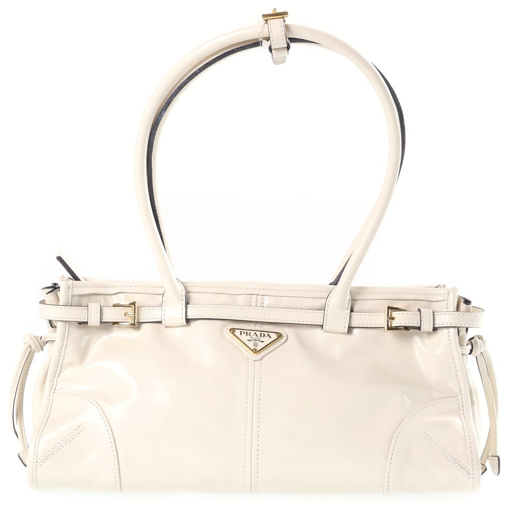 PRADA(プラダ) ボニー ミディアム 2WAYショルダーバッグ ハンドバッグ ホワイト レザー 1BA426 ゴールド金具 レディース