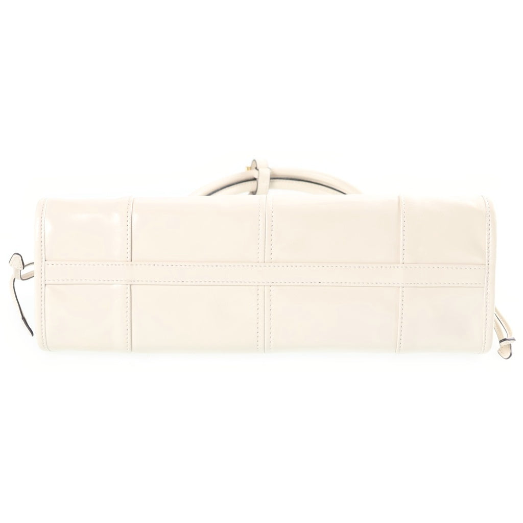PRADA(プラダ) ボニー ミディアム 2WAYショルダーバッグ ハンドバッグ ホワイト レザー 1BA426 ゴールド金具 レディース