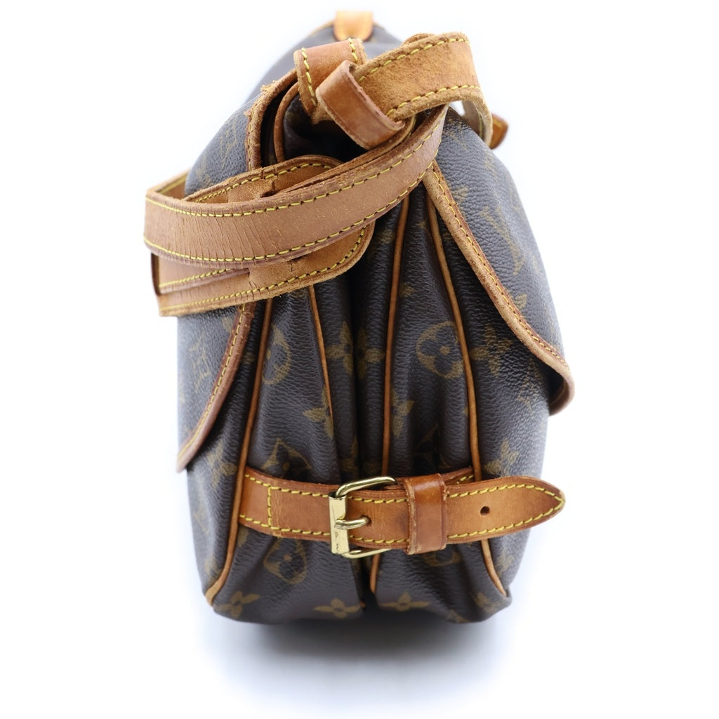LOUIS VUITTON(ルイヴィトン) モノグラム ソミュール30 ショルダーバッグ ブラウン レザー×PVC M42256 ゴールド金具 レディース