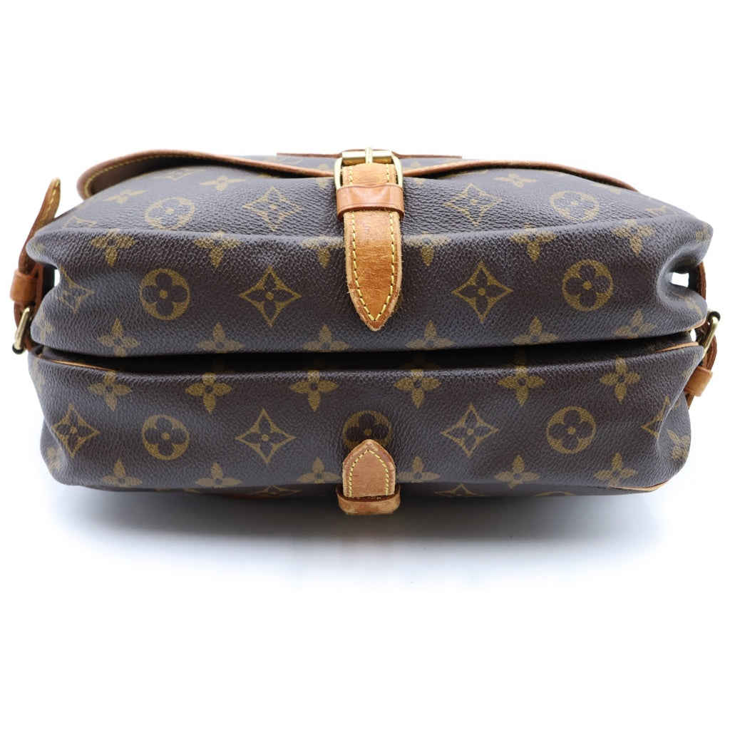 LOUIS VUITTON(ルイヴィトン) モノグラム ソミュール30 ショルダーバッグ ブラウン レザー×PVC M42256 ゴールド金具 レディース