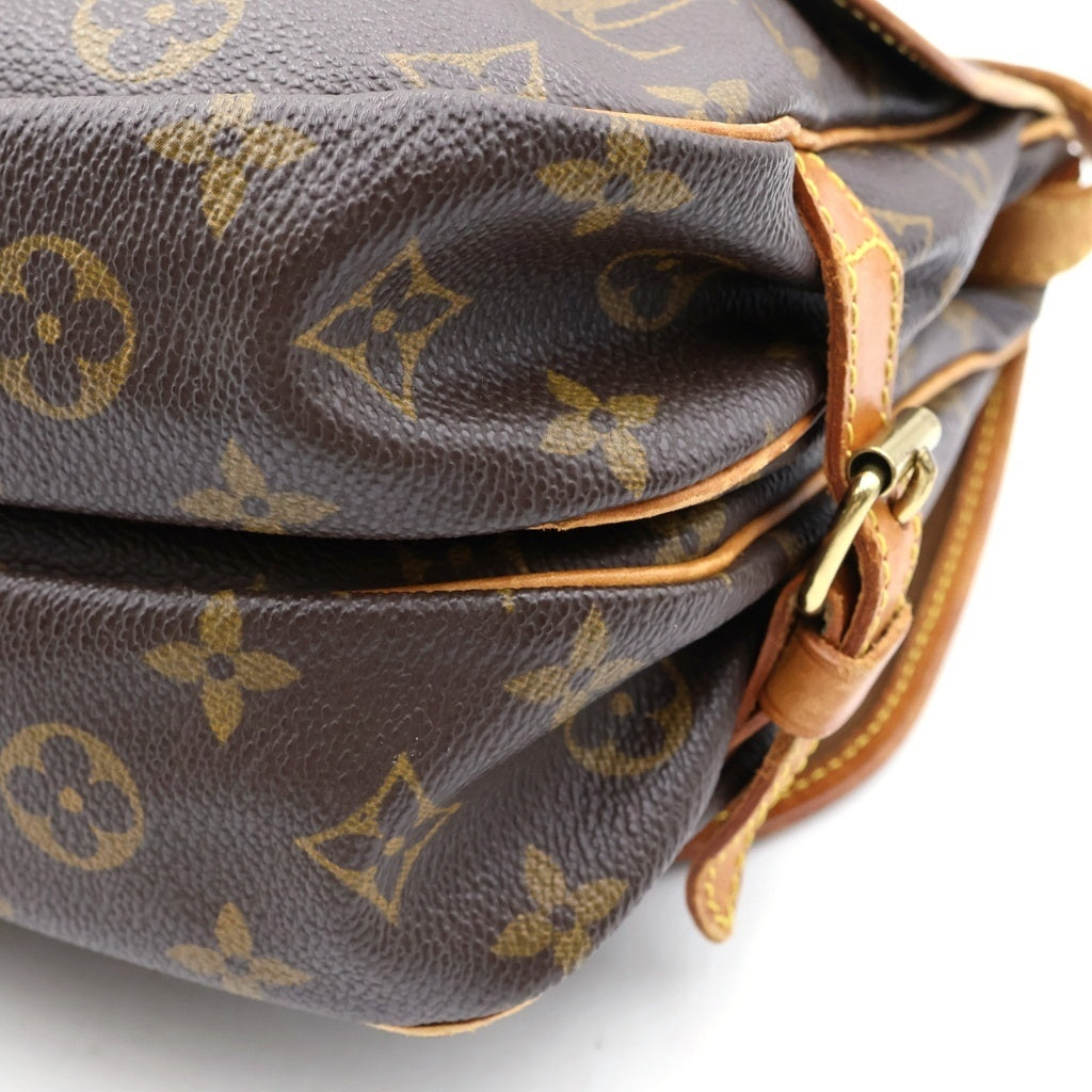 LOUIS VUITTON(ルイヴィトン) モノグラム ソミュール30 ショルダーバッグ ブラウン レザー×PVC M42256 ゴールド金具 レディース