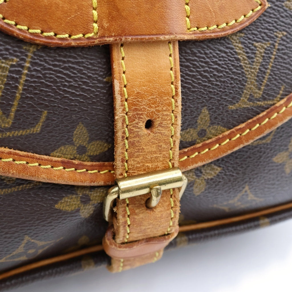 LOUIS VUITTON(ルイヴィトン) モノグラム ソミュール30 ショルダーバッグ ブラウン レザー×PVC M42256 ゴールド金具 レディース