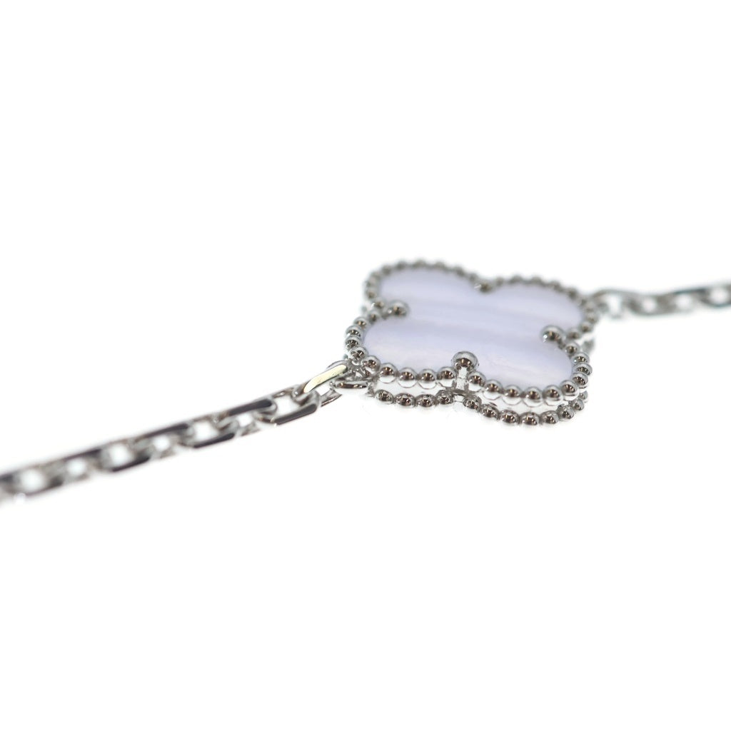 Van Cleef & Arpels(ヴァンクリーフアンドアーペル) ヴィンテージ アルハンブラ カルセドニー 10モチーフ ネックレス ホワイトゴールド×ライトブルー Au750WG VCARD34800 レディース