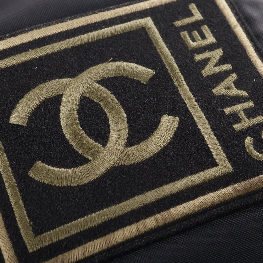 CHANEL(シャネル) スポーツライン ココマーク刺繍 ナイロンキャンバス ショルダーバッグ ブラック/カーキ 10番台