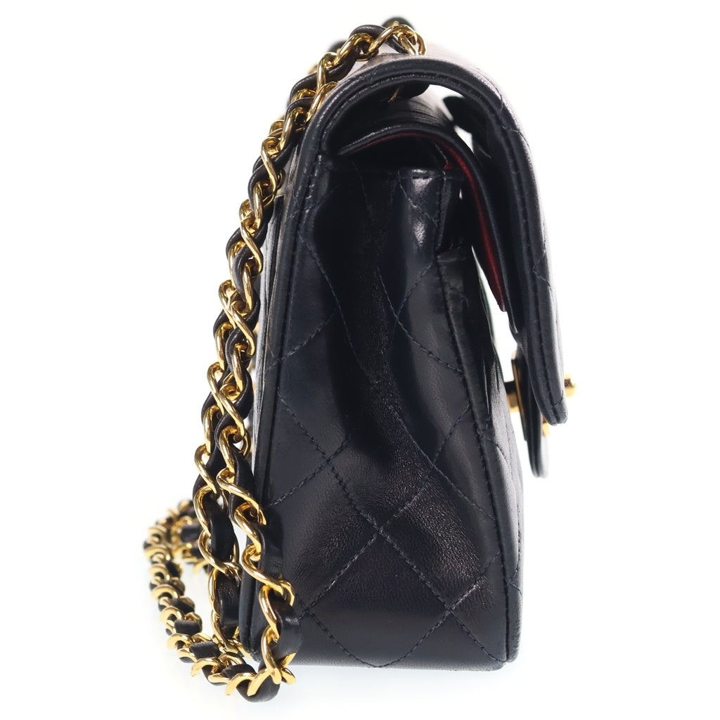 CHANEL(シャネル) マトラッセ23 Wフラップ Wチェーンショルダーバッグ ラムスキン レザー ゴールド金具 ブラック 2番台 レディース