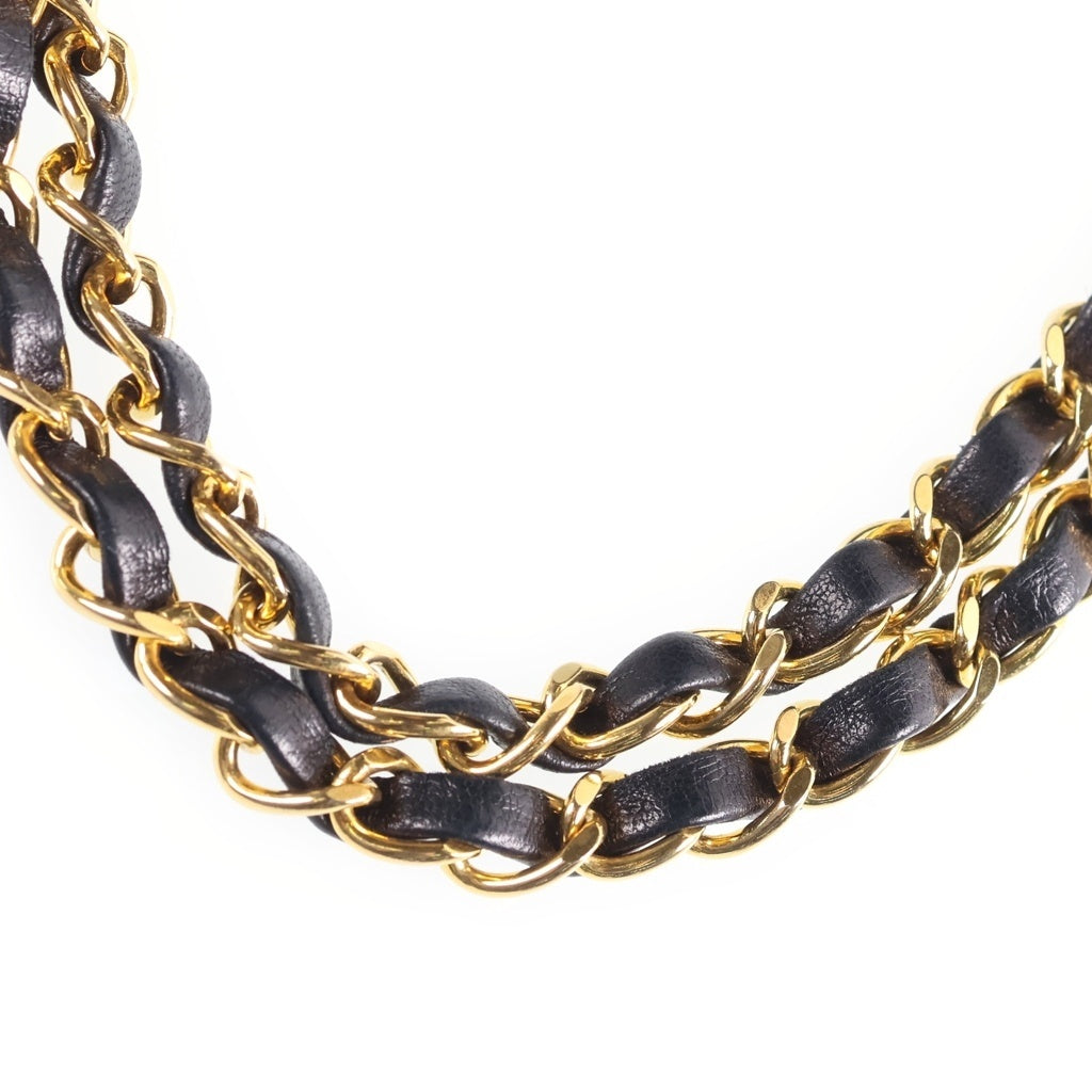 CHANEL(シャネル) マトラッセ23 Wフラップ Wチェーンショルダーバッグ ラムスキン レザー ゴールド金具 ブラック 2番台 レディース