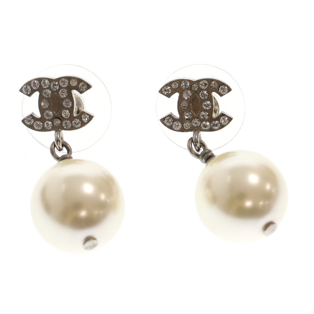 CHANEL(シャネル) ココマーク ラインストーン フェイクパールピアス A22V メタル シルバー アクセサリー