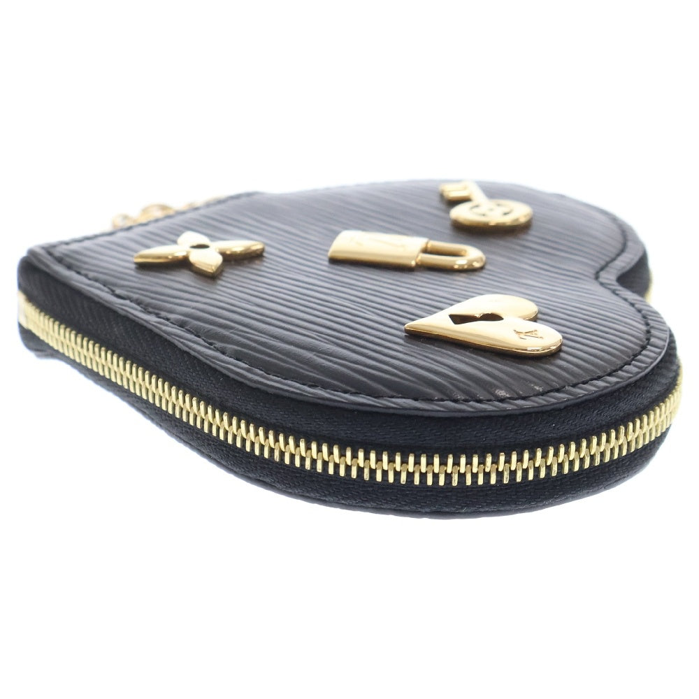 LOUIS VUITTON(ルイヴィトン) エピ ノワール ポルトモネ クール ラブロック M63995 レザー ポーチ バッグチャーム ケース ブラック×ゴールド