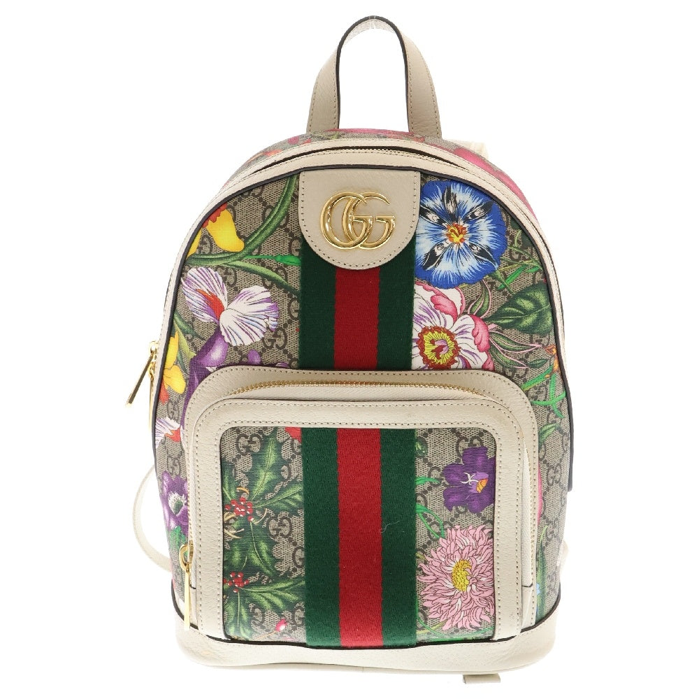 GUCCI(グッチ) GGフローラ シェリーライン レザー バックパック リュック ブラウン レディース 547965