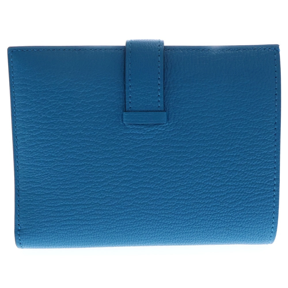 HERMES(エルメス) ベアンコンパクト ブルーザンジバル シェーブル ゴールド金具 三つ折り財布 W刻印