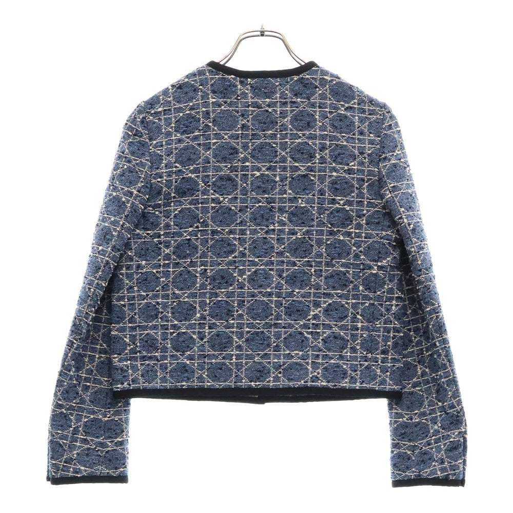 Christian Dior(クリスチャンディオール) カナージュ コットンブレンド ツイード クロップド ジャケット ブルー 511V58A7757 レディース
