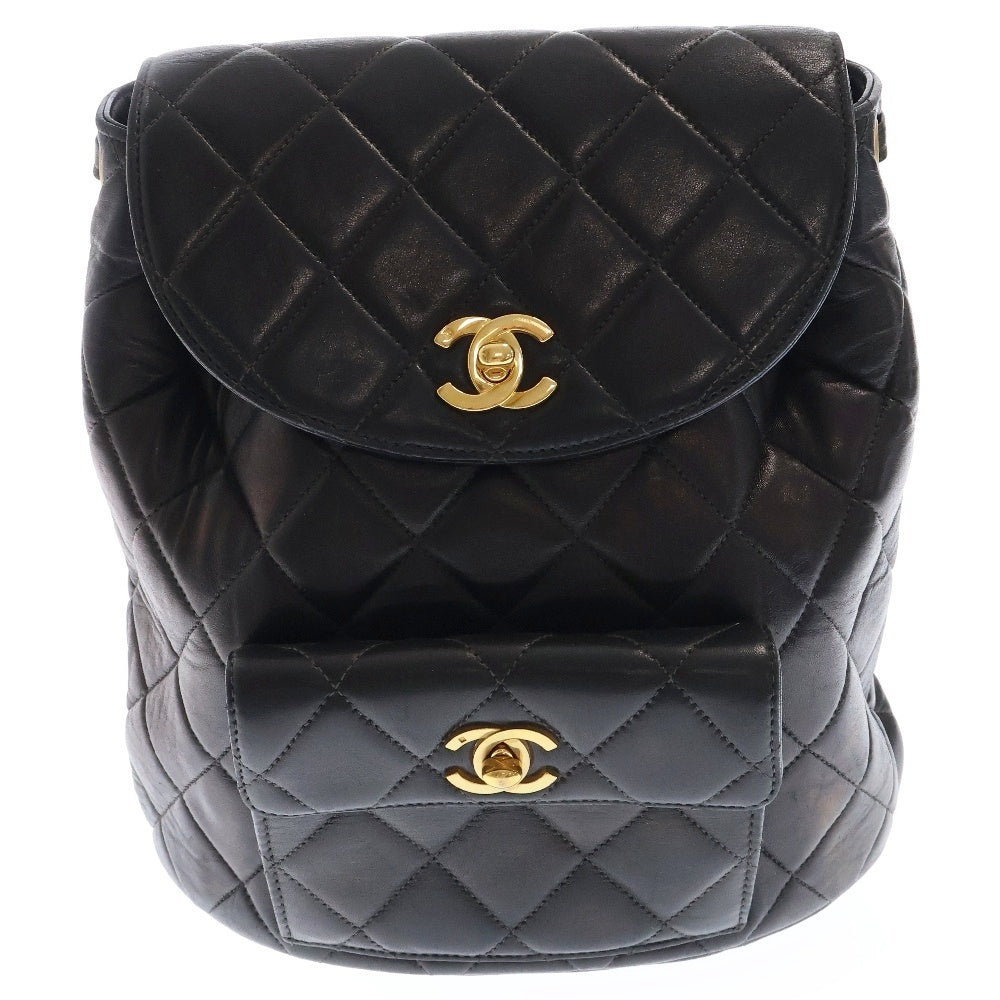 CHANEL(シャネル) マトラッセ ココマークラムスキン レザーバックパック リュックサック ブラック A10177