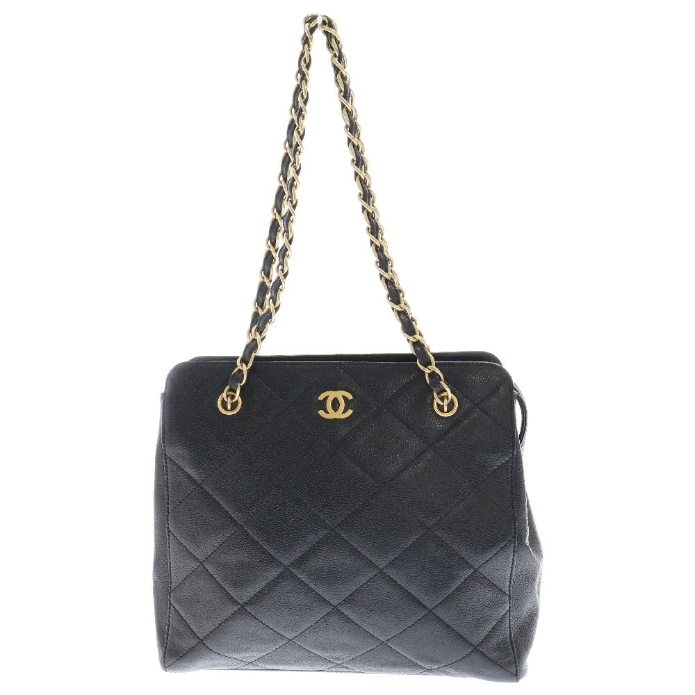 CHANEL(シャネル) マトラッセ キャビアスキン レザーチェーントートバッグ ショルダーバッグ ブラック