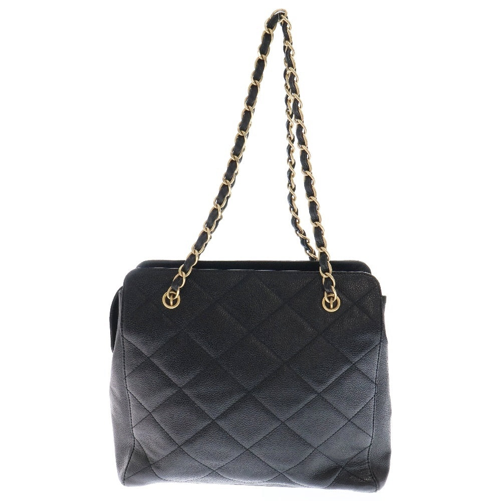 CHANEL(シャネル) マトラッセ キャビアスキン レザーチェーントートバッグ ショルダーバッグ ブラック