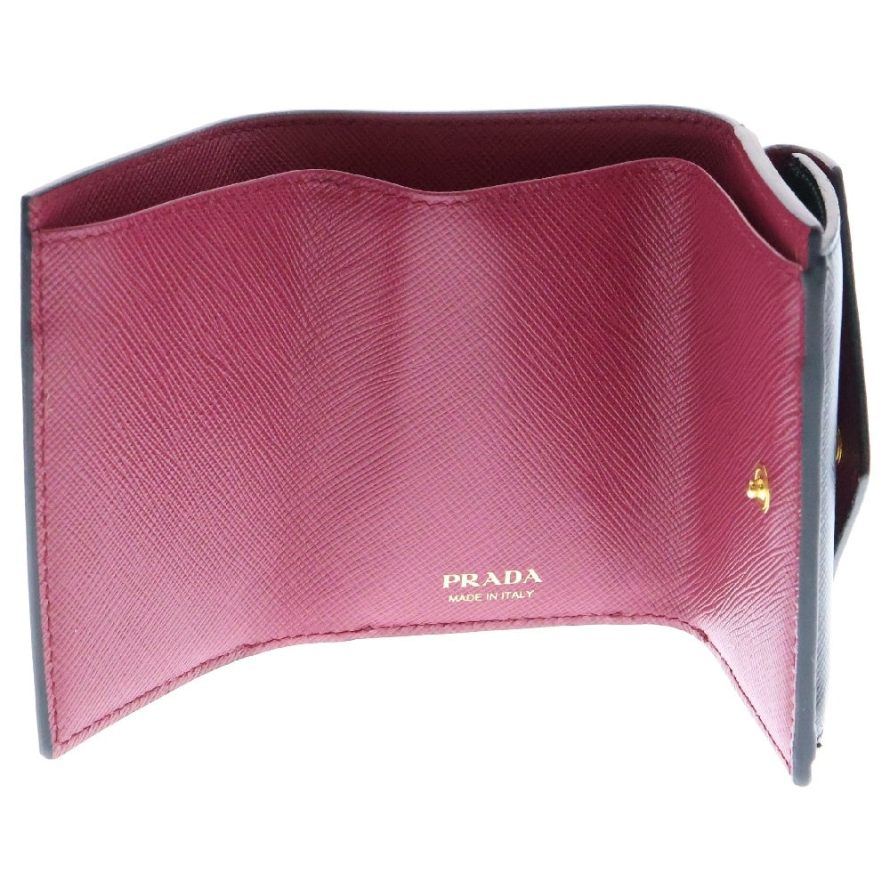 PRADA(プラダ) サフィアーノ 三つ折り財布 ブラック レザー 1MH021 コンパクトウォレット