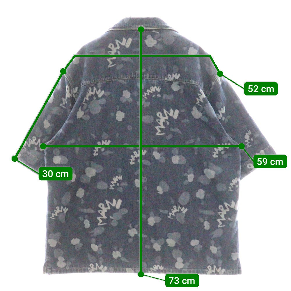 MARNI(マルニ) デニムロゴショートスリーブシャツ 半袖 インディゴ コットン 50 CUJU001711-USCW08