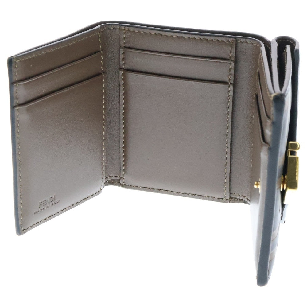 FENDI(フェンディ) FFダイヤモンド 三つ折り財布 コンパクトウォレット ゴールド金具 ブラウン ズッカ柄 レザー 8M0480