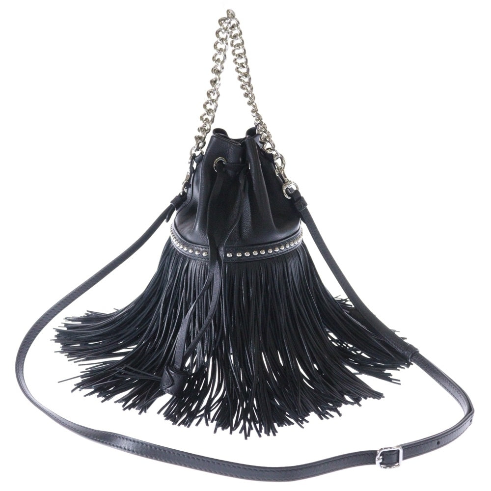 J&M DAVIDSON(ジェイアンドエムデヴィッドソン) FRINGE CARNIVAL PEEKY フリンジ カーニバル ピーキー 2WAY スタッズ レザー ハンド ショルダー バッグ ブラック