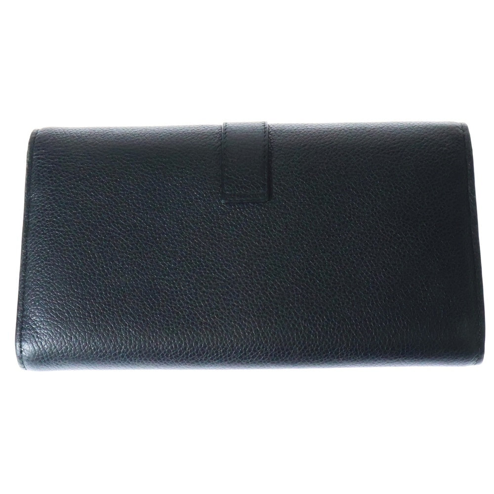 SAINT LAURENT PARIS(サンローランパリ) YSLロゴ フラップウォレット 長財布 ロングウォレット ブラック ゴールド金具 レザー 414567