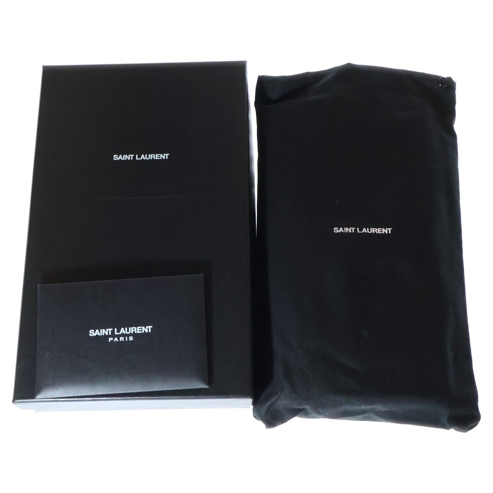 SAINT LAURENT PARIS(サンローランパリ) YSLロゴ フラップウォレット 長財布 ロングウォレット ブラック ゴールド金具 レザー 414567