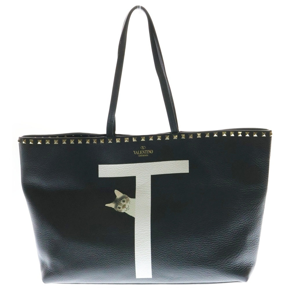 VALENTINO(ヴァレンティノ) トートバック スタッズ ブラック レザー ペット キャット