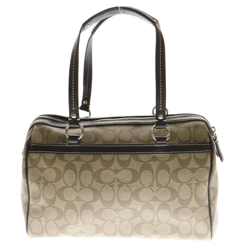 COACH(コーチ) シグネチャー ミニボストンバッグ ハンドバッグ ブラウン×ベージュ レザー シルバー金具 11478