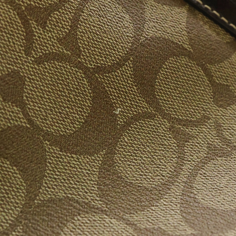 COACH(コーチ) シグネチャー ミニボストンバッグ ハンドバッグ ブラウン×ベージュ レザー シルバー金具 11478