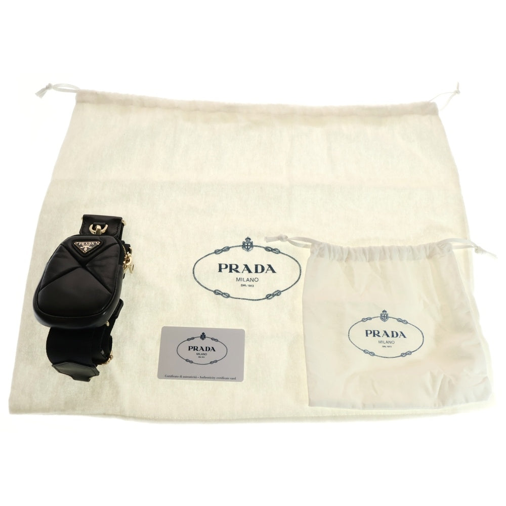 PRADA(プラダ) トライアングルロゴ ソフトパテッド キルティング 2WAY レザーハンドバッグ ショルダーバッグ ブラック レディース 1BG380