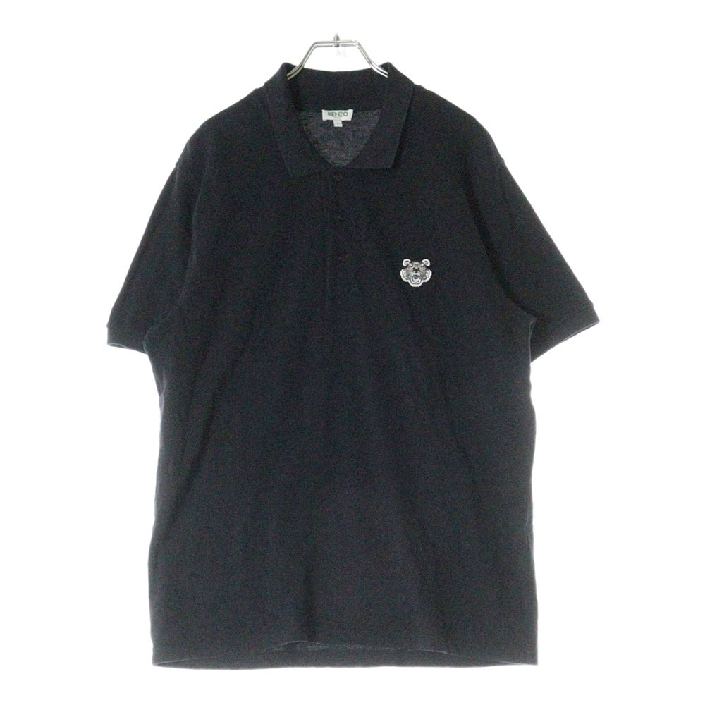 KENZO(ケンゾー) ワンポイント タイガー ワッペンロゴ コットン 半袖ポロシャツ ブラック