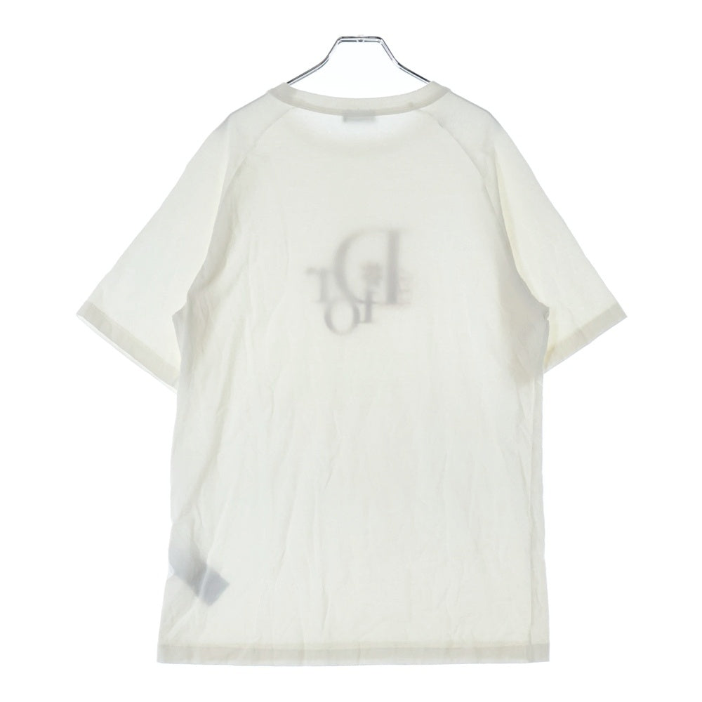 DIOR(ディオール) 23SS ×ERL イーアールエル ダメージ加工 ロゴ刺繍 スラブコットンジャージー 半袖Tシャツ カットソー ホワイト 313J647A0817