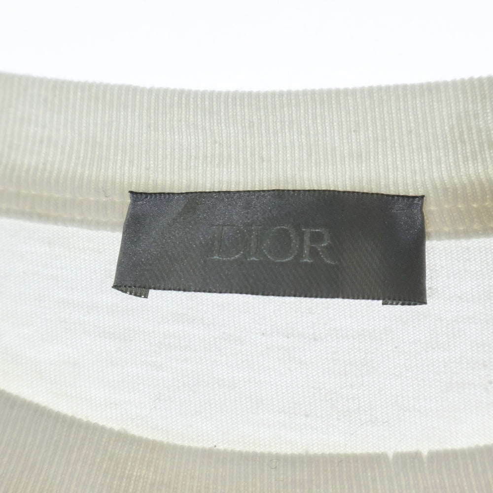 DIOR(ディオール) 23SS ×ERL イーアールエル ダメージ加工 ロゴ刺繍 スラブコットンジャージー 半袖Tシャツ カットソー ホワイト 313J647A0817