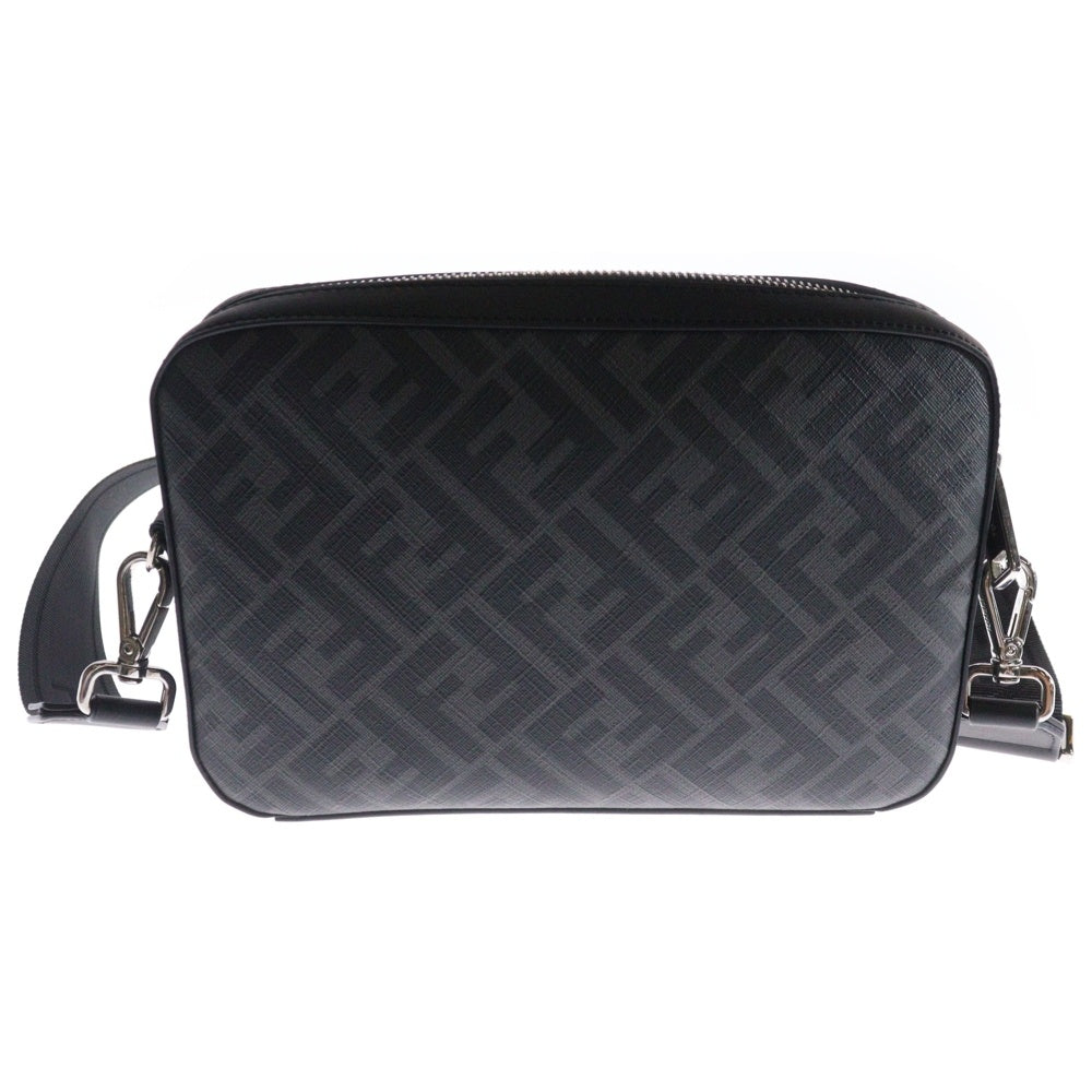 FENDI(フェンディ) ダイアゴナル カメラケース ショルダーバッグ ブラック×グレー×イエロー レザー×PVC メンズ