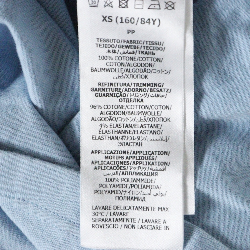 GUCCI(グッチ) 22SS ×adidas アディダス トレフォイルロゴ プリント Vネック 半袖Tシャツ カットソー ライトブルー レディース 693636