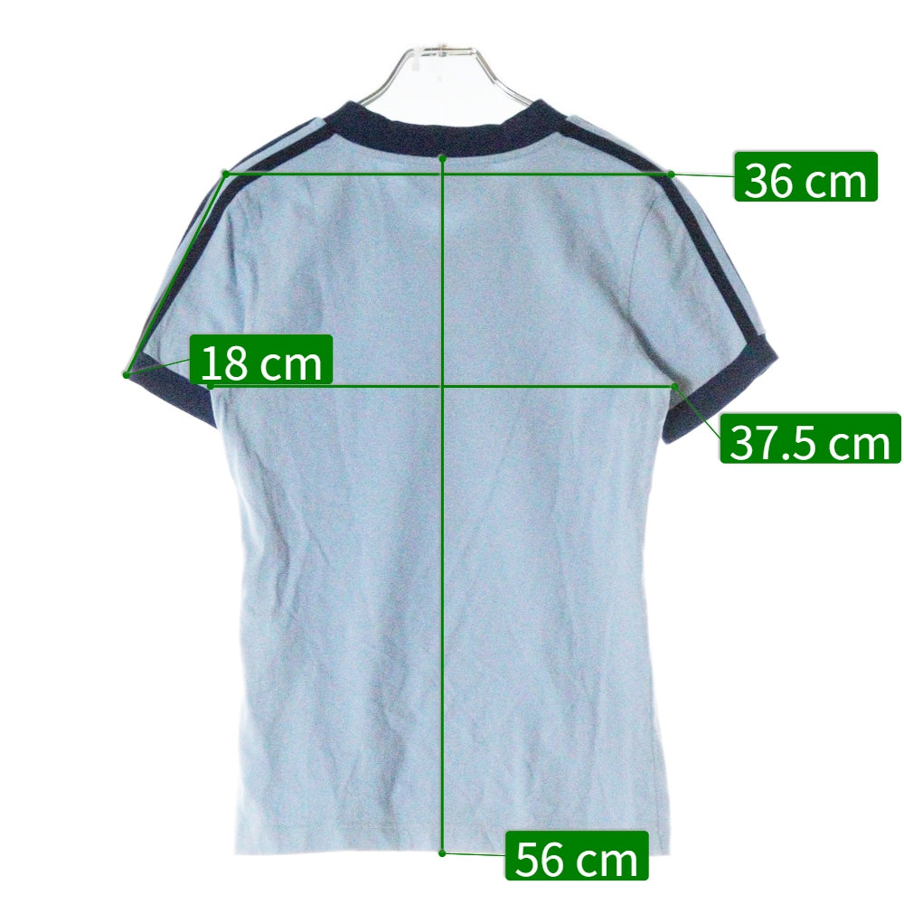 GUCCI(グッチ) 22SS ×adidas アディダス トレフォイルロゴ プリント Vネック 半袖Tシャツ カットソー ライトブルー レディース 693636
